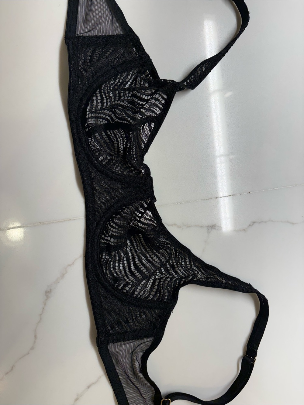 Victoria Secret Sheer Black Lace Unlined Underwire Bra - Elegant Support